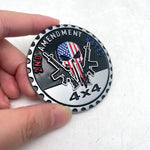 American Flag Skull 2nd AMENDMENT Rated 4X4 Metal Badge